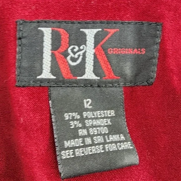 Vintage R&K Originals Pant Suit Womens 12 Black Burgundy Gold Embroidered Sueded - Picture 5 of 16